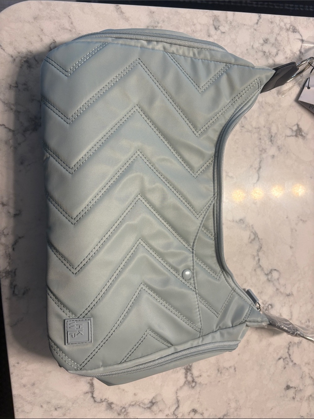 Light Blue Quilted Chevron Wristlet